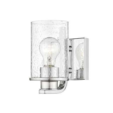 Z-Lite Beckett 1 Light Wall Sconce, Chrome And Clear Seedy 492-1S-CH